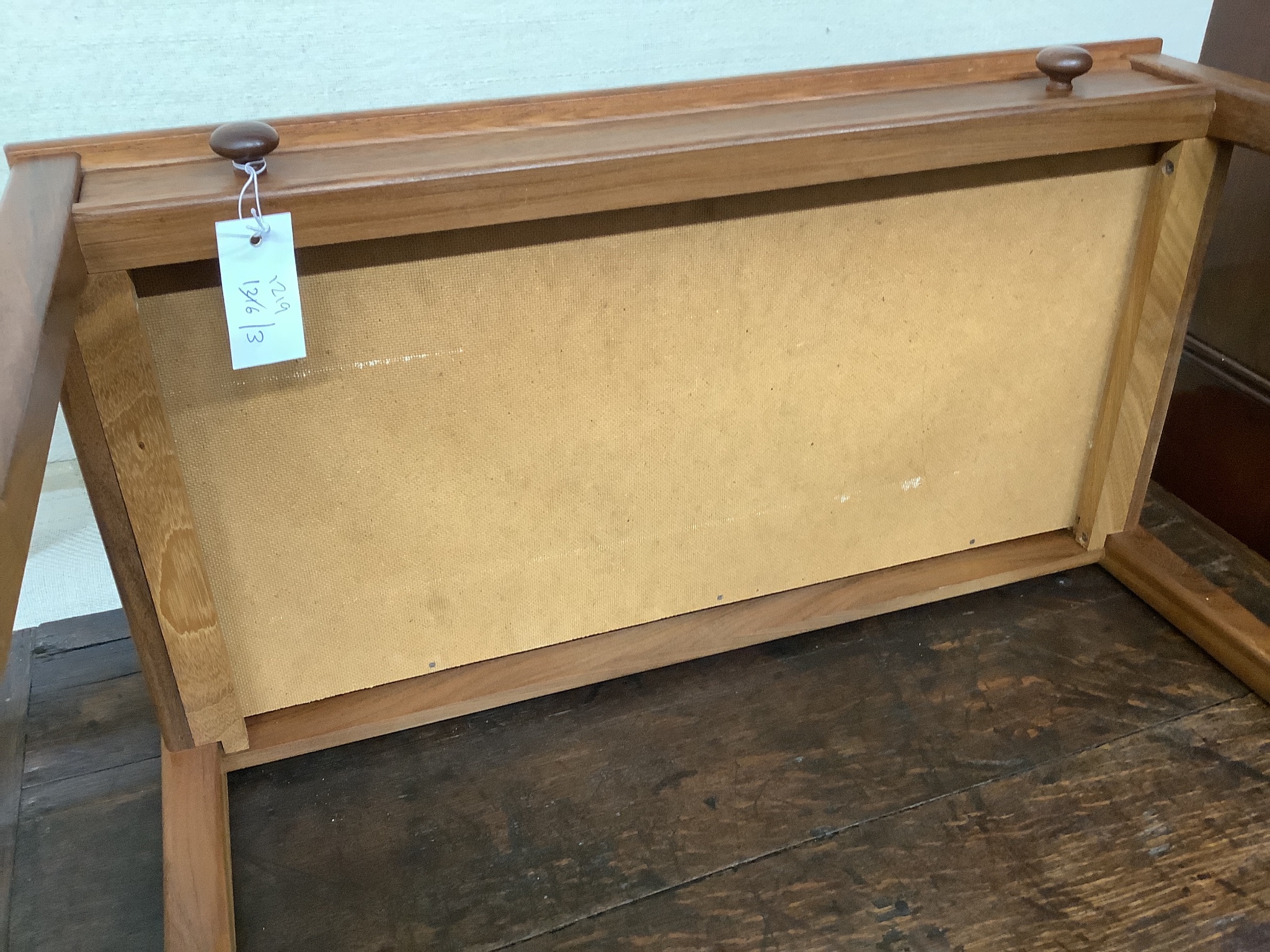 A mid century design teak side table, width 68cm, depth 36cm, height 71cm